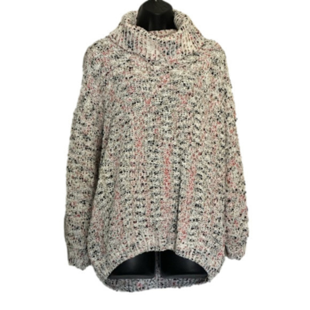 MOON & MADISON | Mutlicolored Turtle Neck hi-lo Chenille Sweater